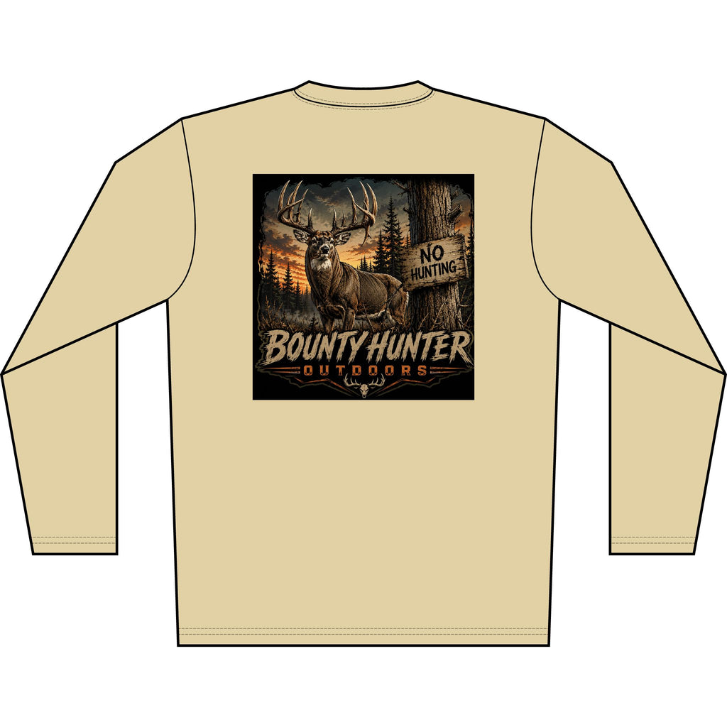Bounty Hunter Outdoors Men's Long Sleeve Shirt — Deer Hunting Graphic 'No Hunting' Design