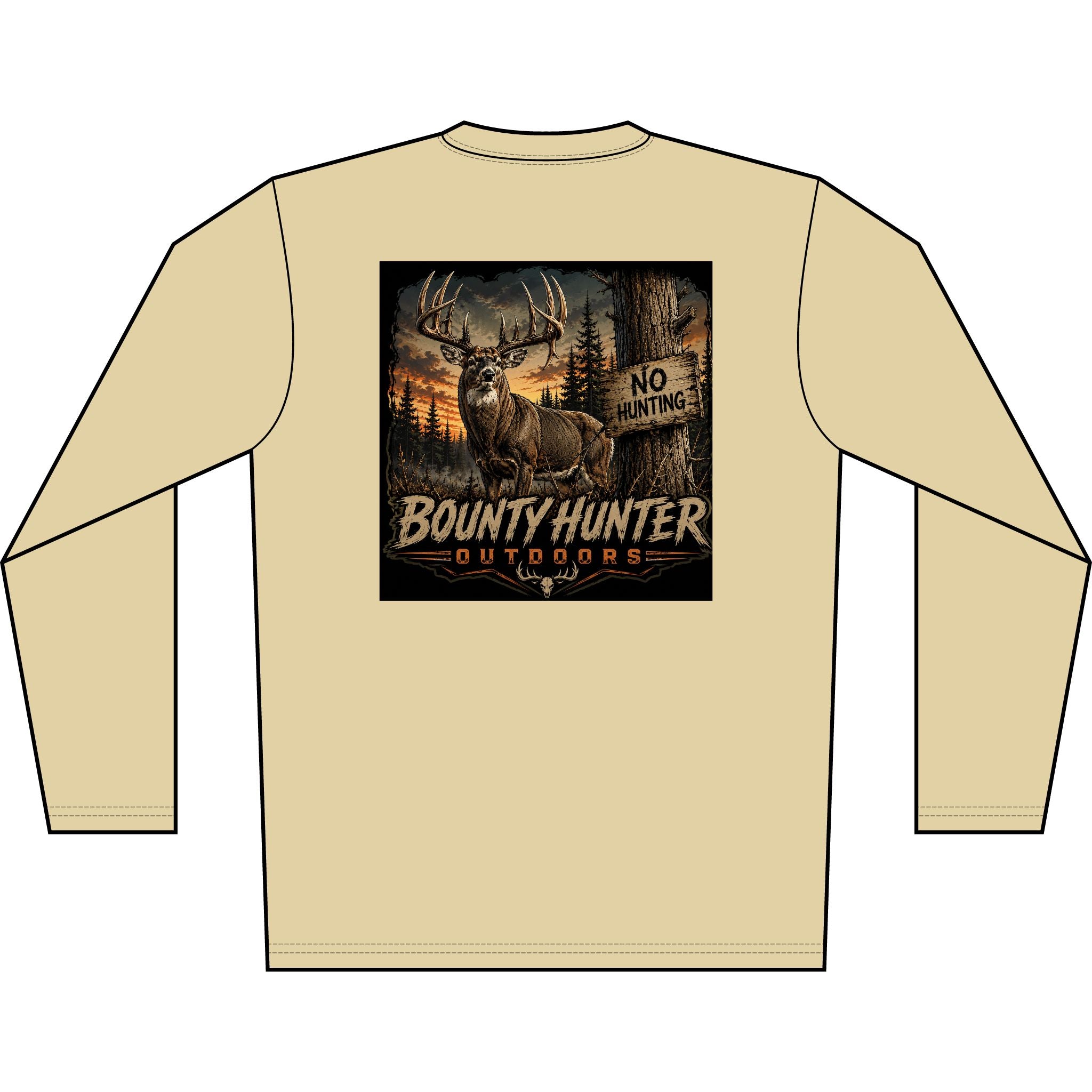 Bounty Hunter Outdoors Men's Long Sleeve Shirt — Deer Hunting Graphic 'No Hunting' Design