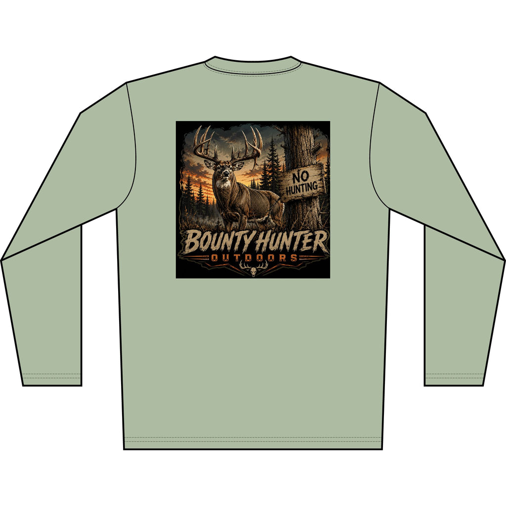 Bounty Hunter Outdoors Men's Long Sleeve Shirt — Deer Hunting Graphic 'No Hunting' Design