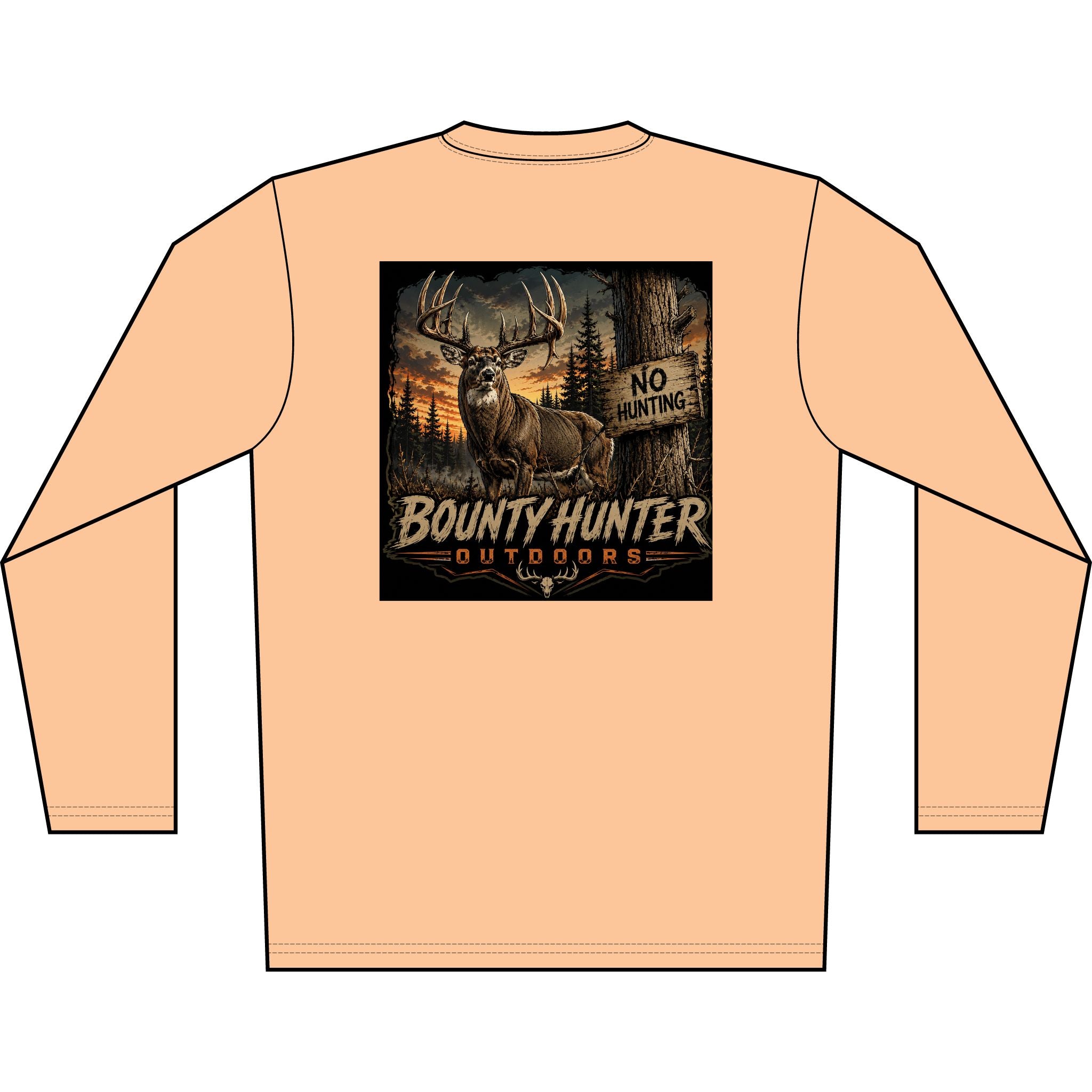 Bounty Hunter Outdoors Men's Long Sleeve Shirt — Deer Hunting Graphic 'No Hunting' Design