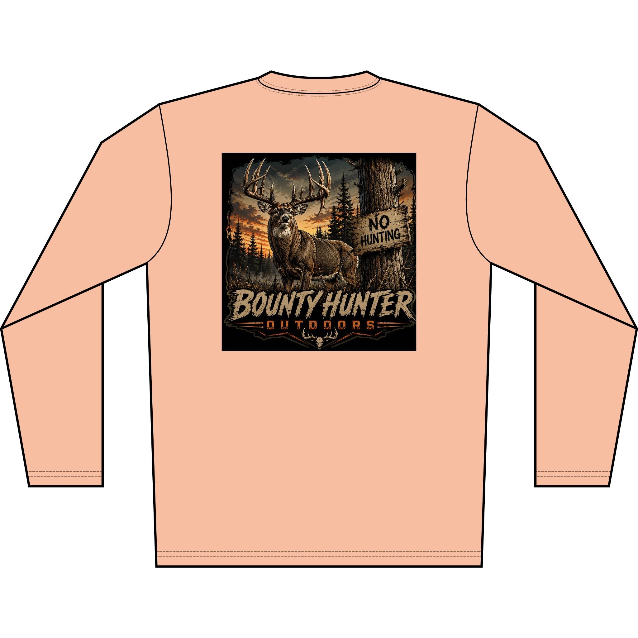 Bounty Hunter Outdoors Men's Long Sleeve Shirt — Deer Hunting Graphic 'No Hunting' Design
