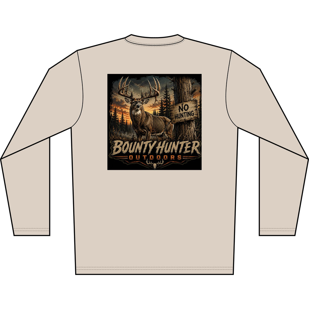 Bounty Hunter Outdoors Men's Long Sleeve Shirt — Deer Hunting Graphic 'No Hunting' Design