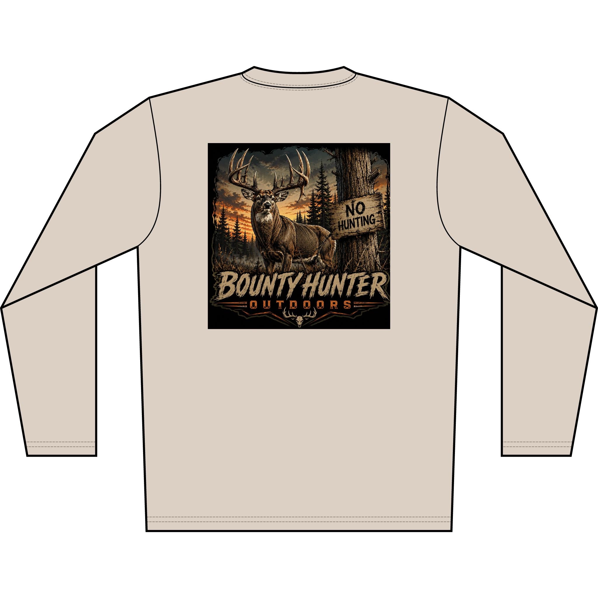 Bounty Hunter Outdoors Men's Long Sleeve Shirt — Deer Hunting Graphic 'No Hunting' Design