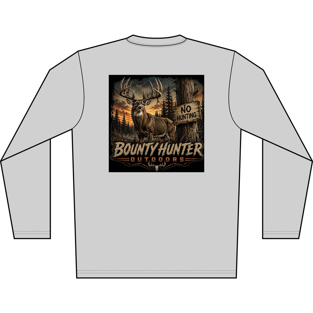 Bounty Hunter Outdoors Men's Long Sleeve Shirt — Deer Hunting Graphic 'No Hunting' Design