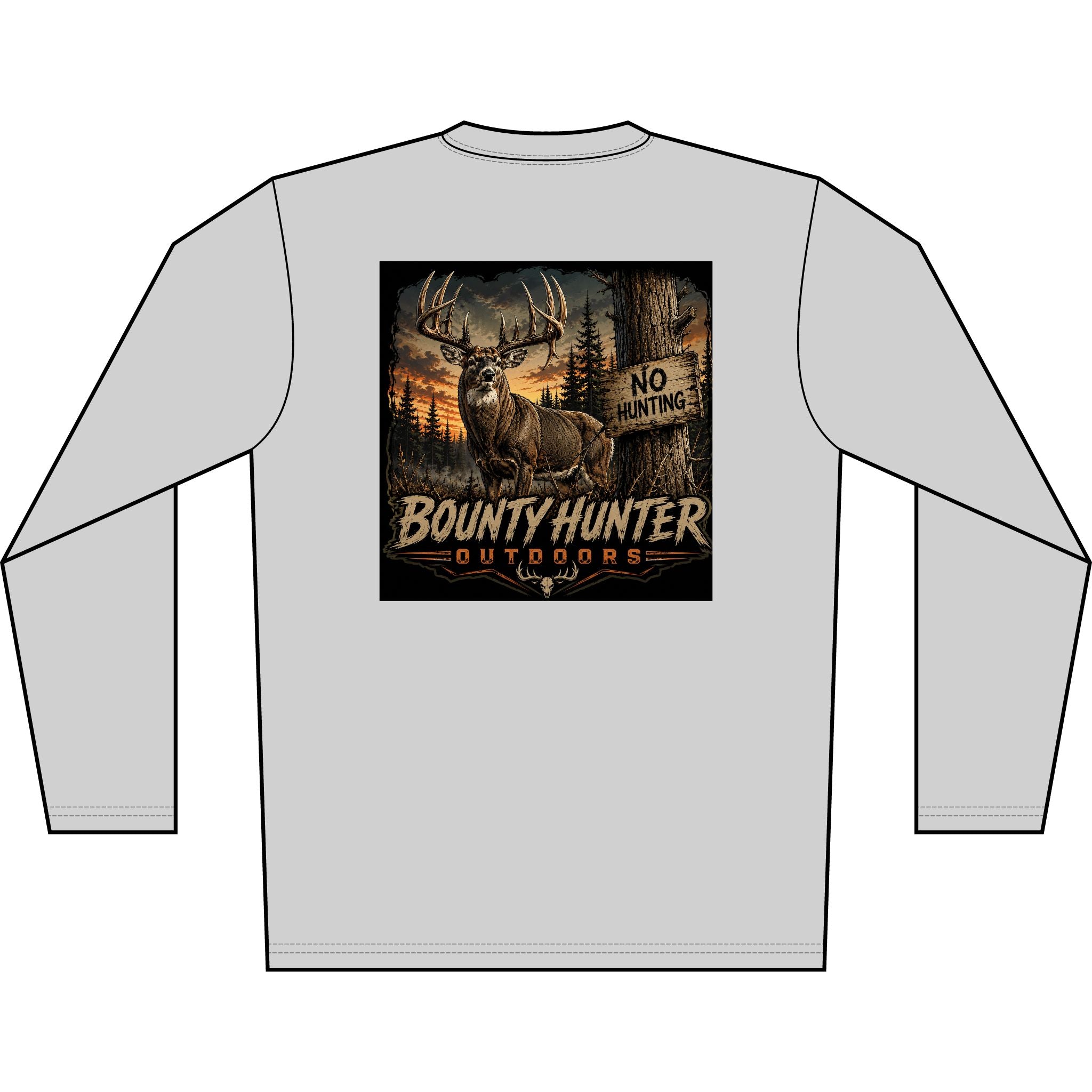 Bounty Hunter Outdoors Men's Long Sleeve Shirt — Deer Hunting Graphic 'No Hunting' Design