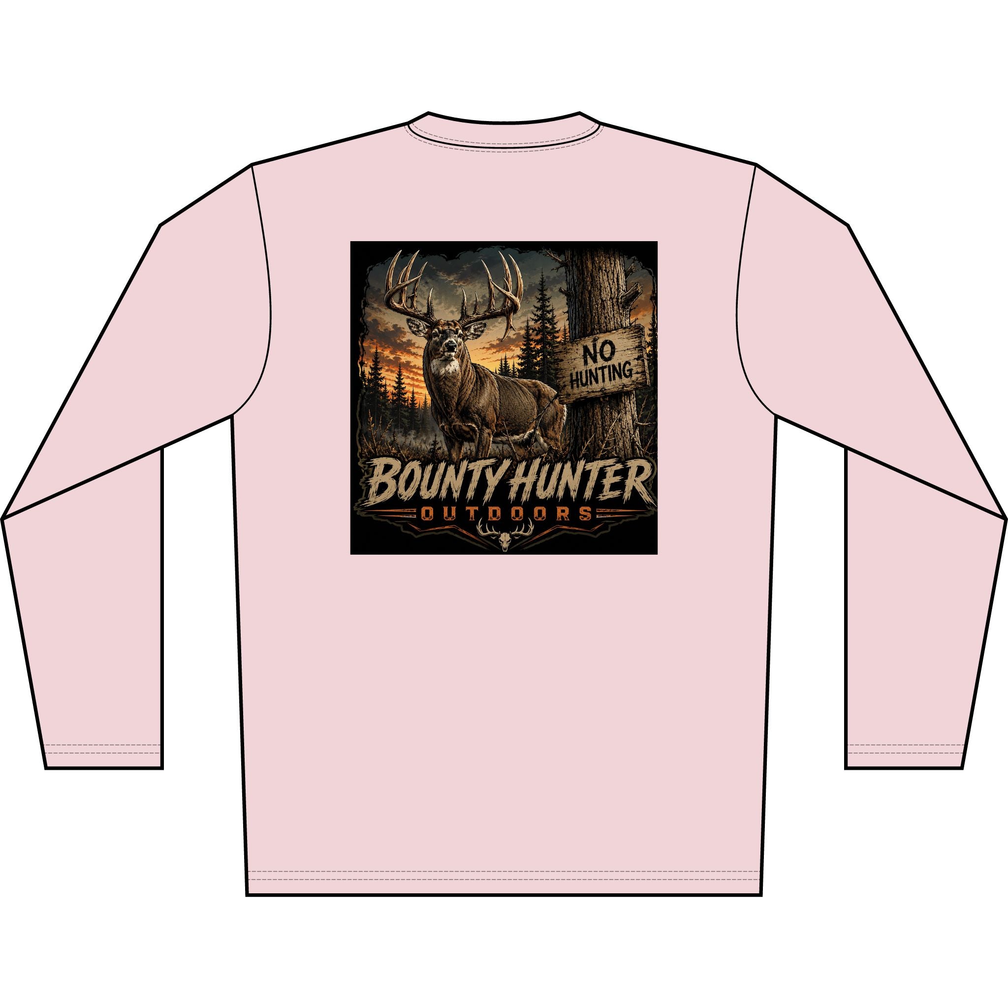 Bounty Hunter Outdoors Men's Long Sleeve Shirt — Deer Hunting Graphic 'No Hunting' Design