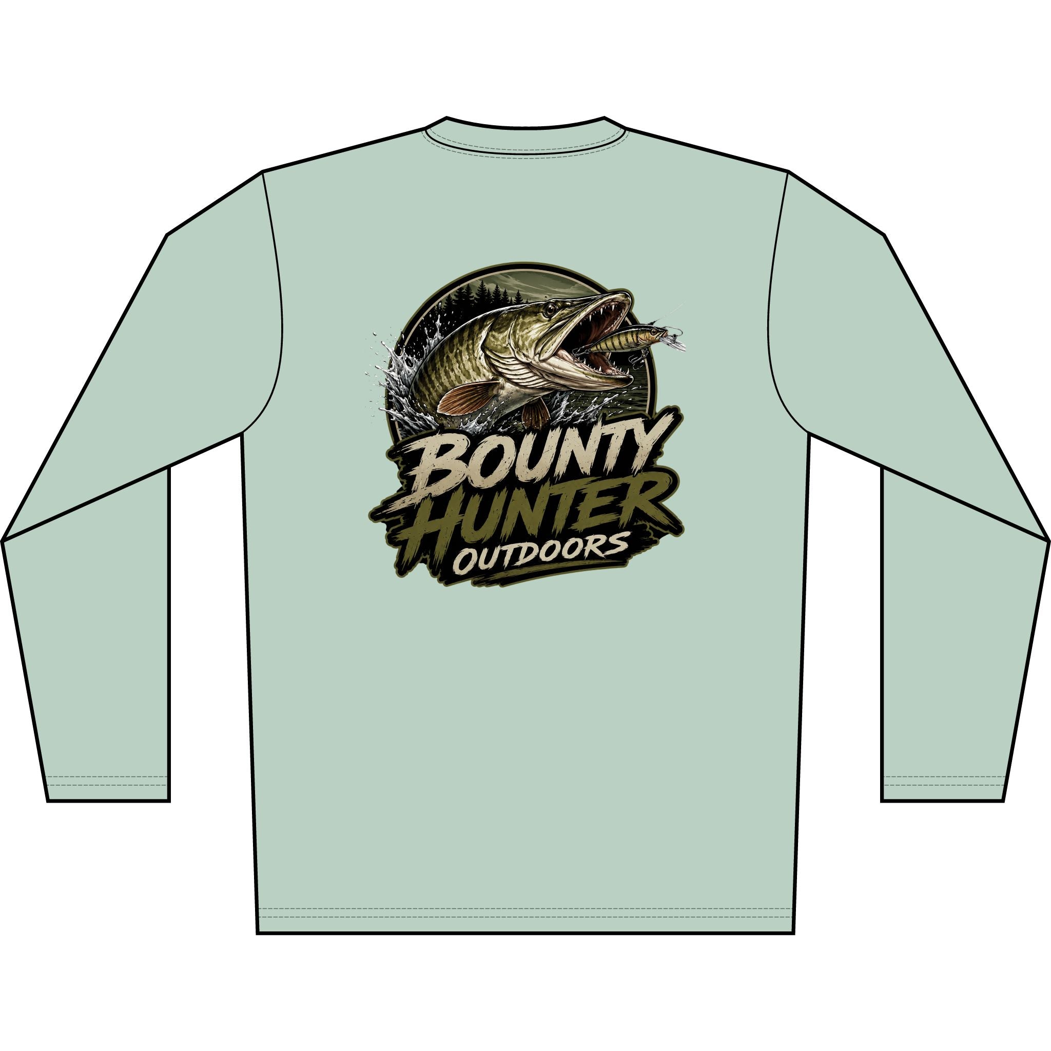 Bounty Hunter Outdoors Long Sleeve Shirt — Men's Fishing Solar Performance Tee