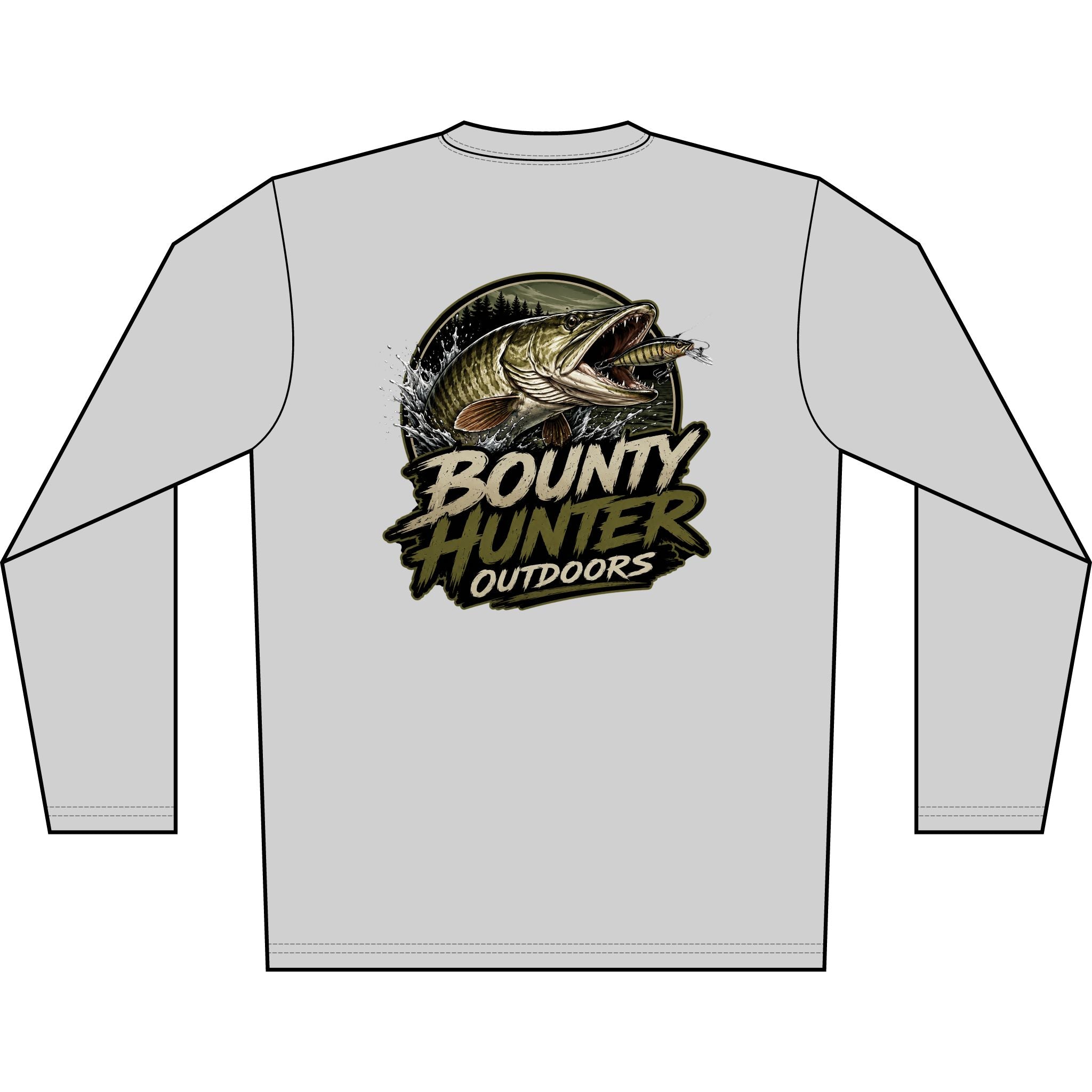 Bounty Hunter Outdoors Long Sleeve Shirt — Men's Fishing Solar Performance Tee