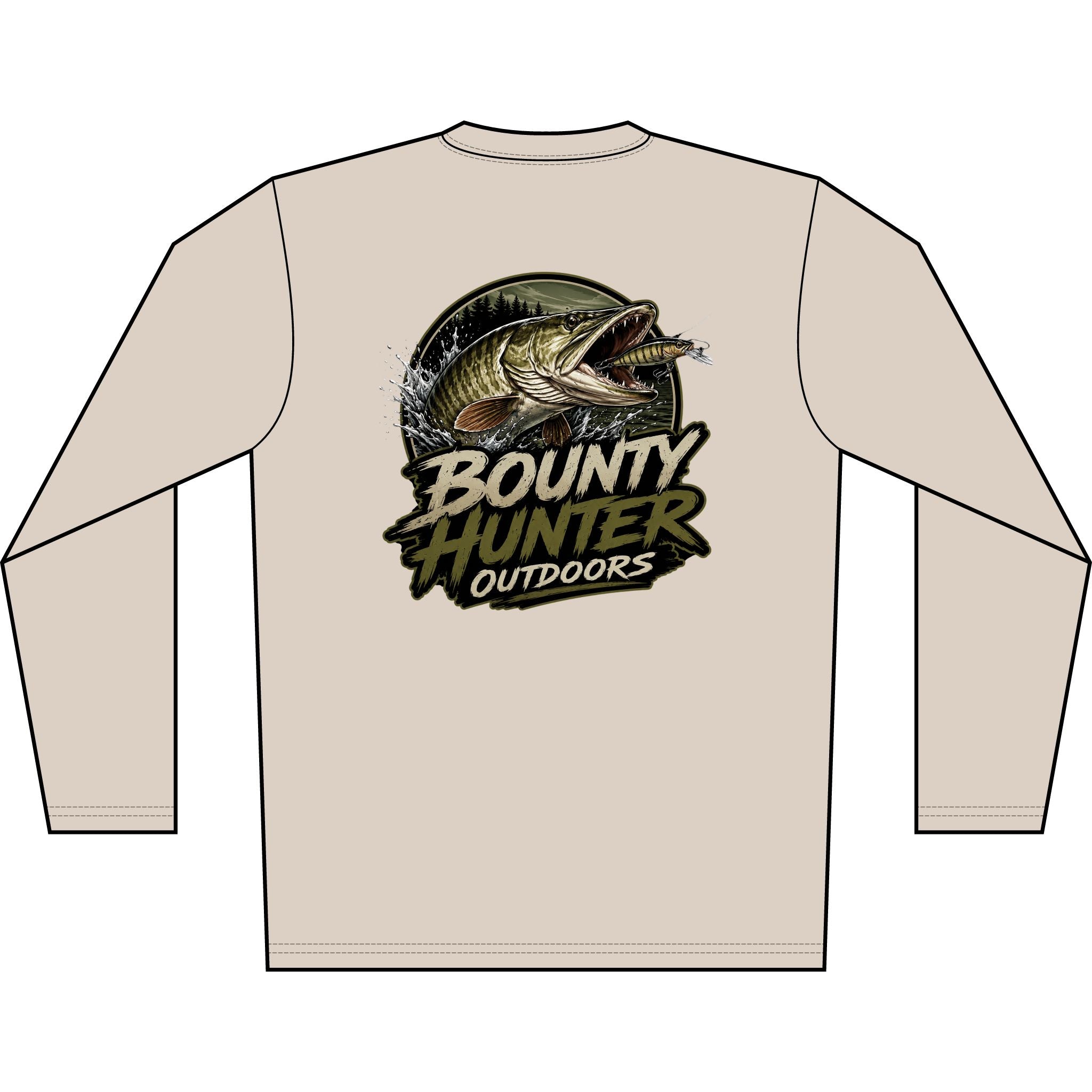 Bounty Hunter Outdoors Long Sleeve Shirt — Men's Fishing Solar Performance Tee