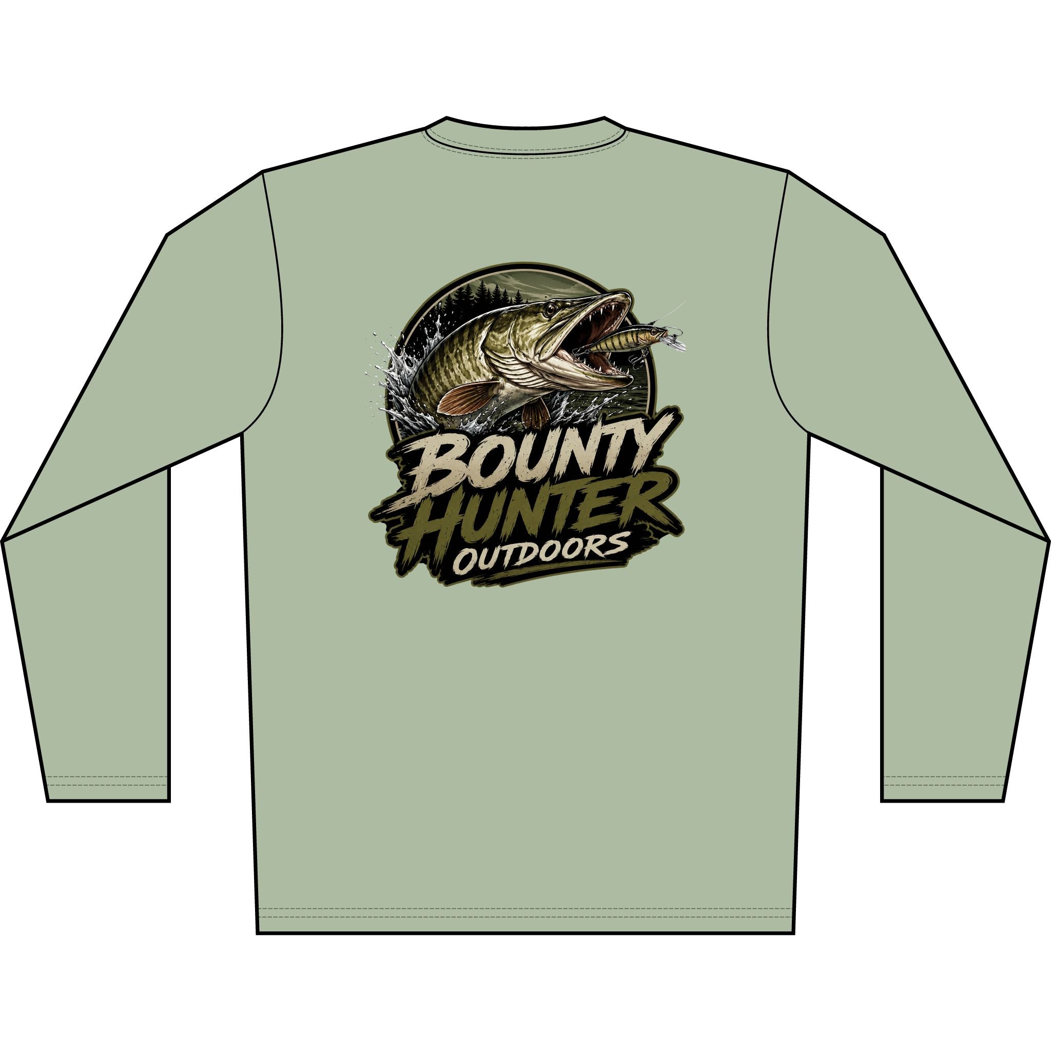 Bounty Hunter Outdoors Long Sleeve Shirt — Men's Fishing Solar Performance Tee