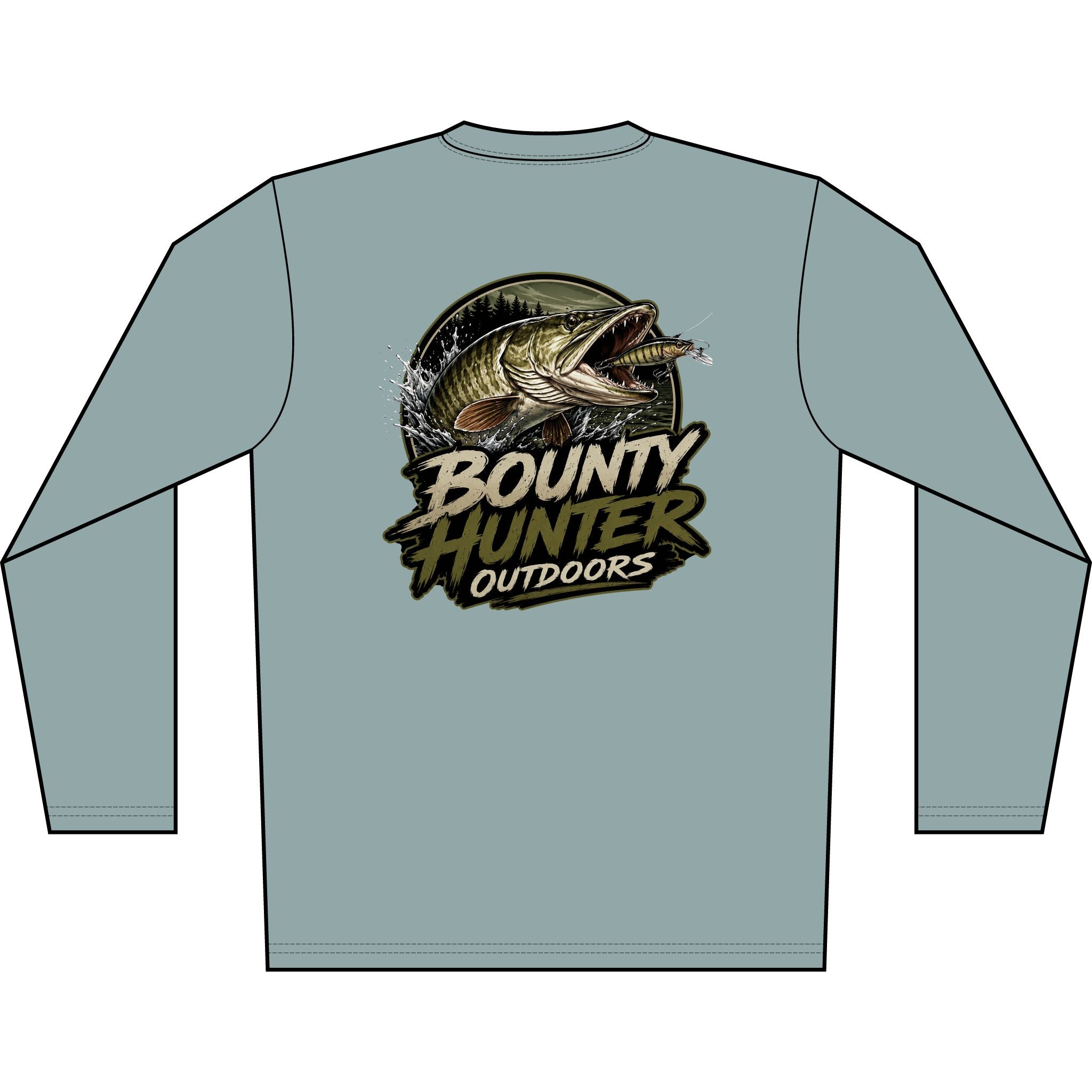 Bounty Hunter Outdoors Long Sleeve Shirt — Men's Fishing Solar Performance Tee