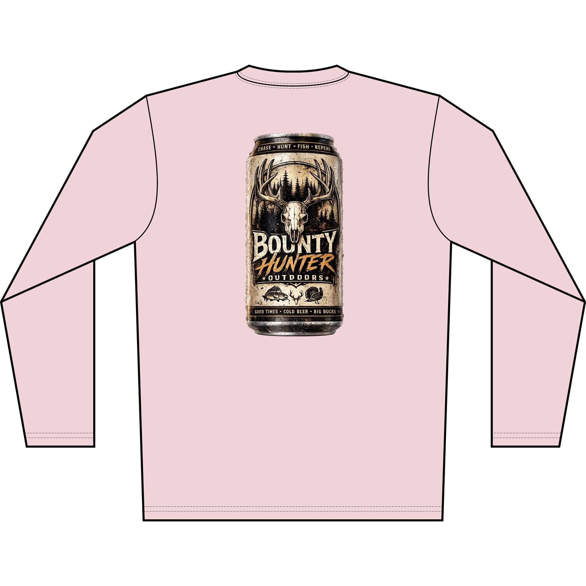 Bounty Hunter Outdoors Long Sleeve Shirt — Rustic Beer Can Hunting Graphic