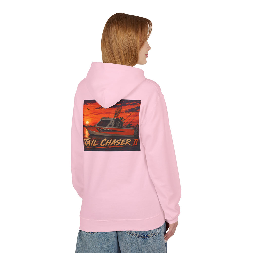 Boat Hoodie — "Tail Chaser II" Sunset Bounty Hunter Graphic
