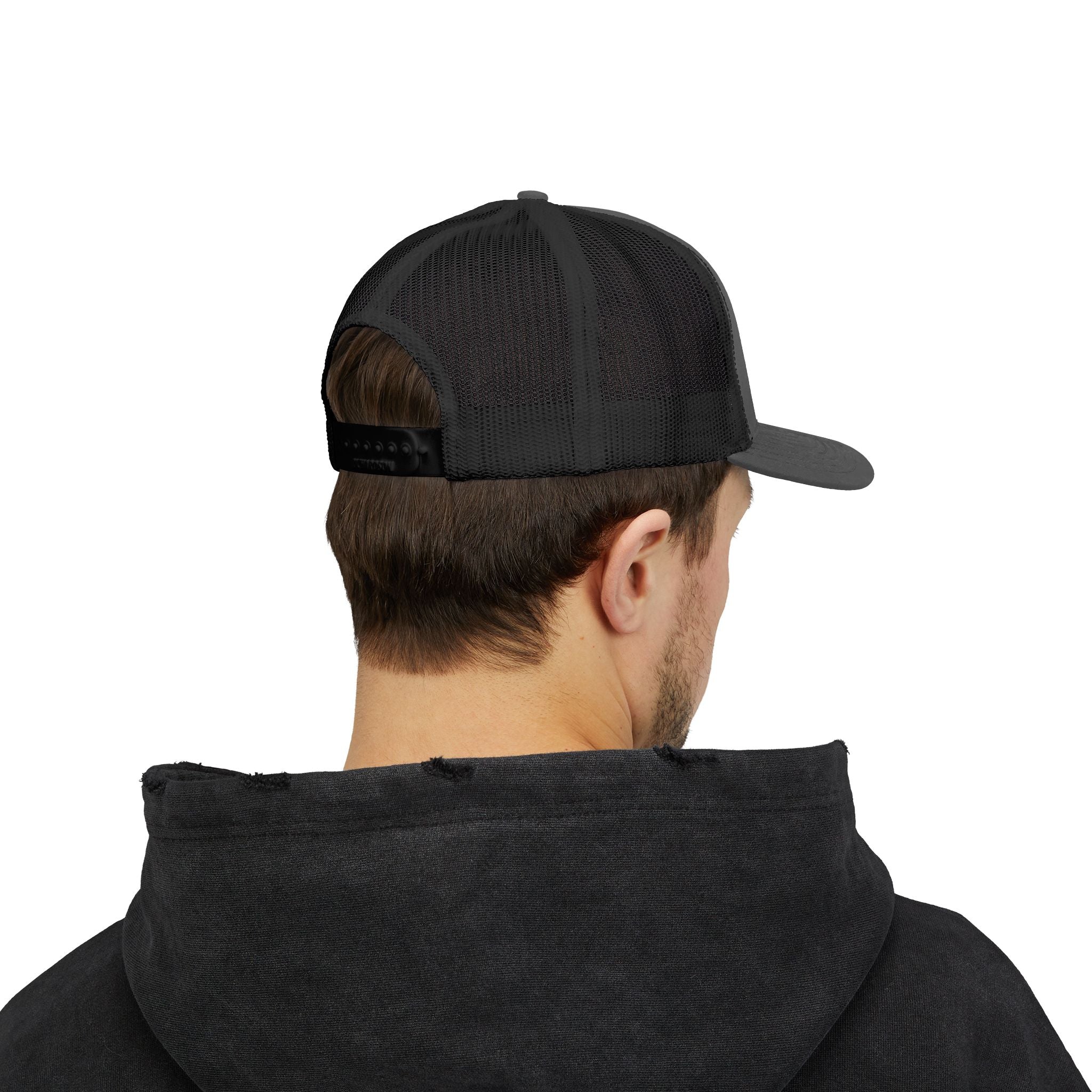 BH Deer Logo Trucker Cap — Embroidered Snapback Hat for Outdoorsmen