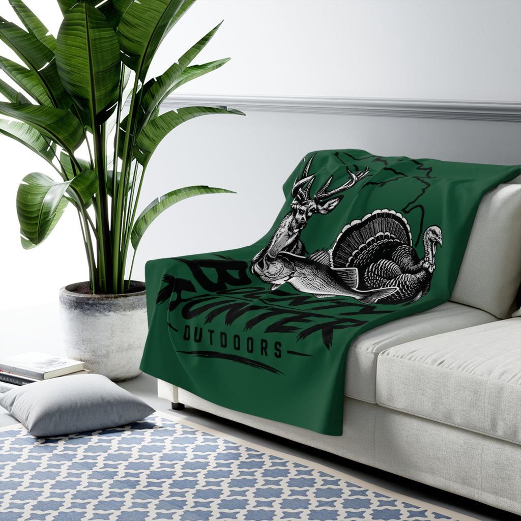 Bounty Hunter Outdoors Sherpa Blanket — Hunting, Fishing & Turkey Throw