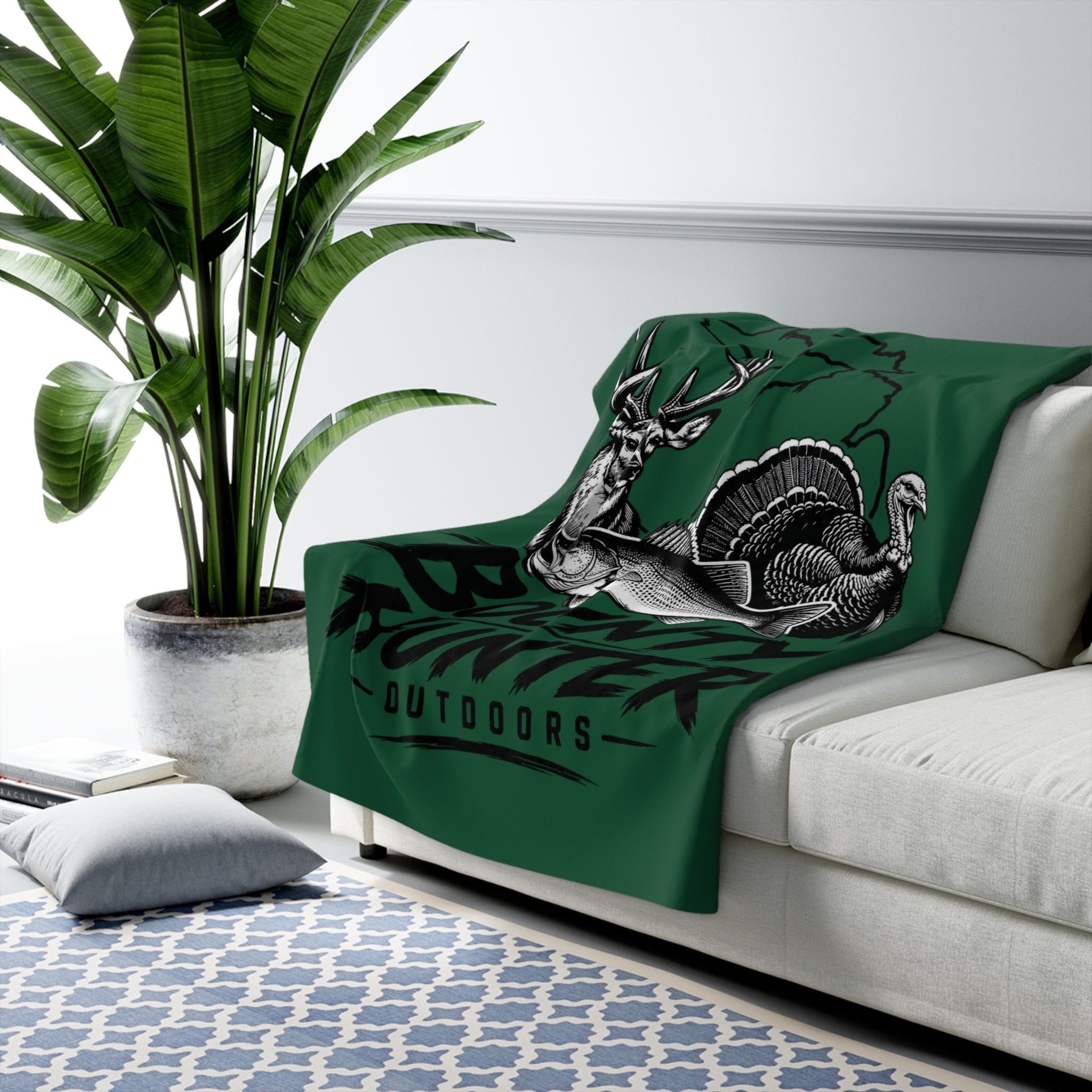 Bounty Hunter Outdoors Sherpa Blanket — Hunting, Fishing & Turkey Throw