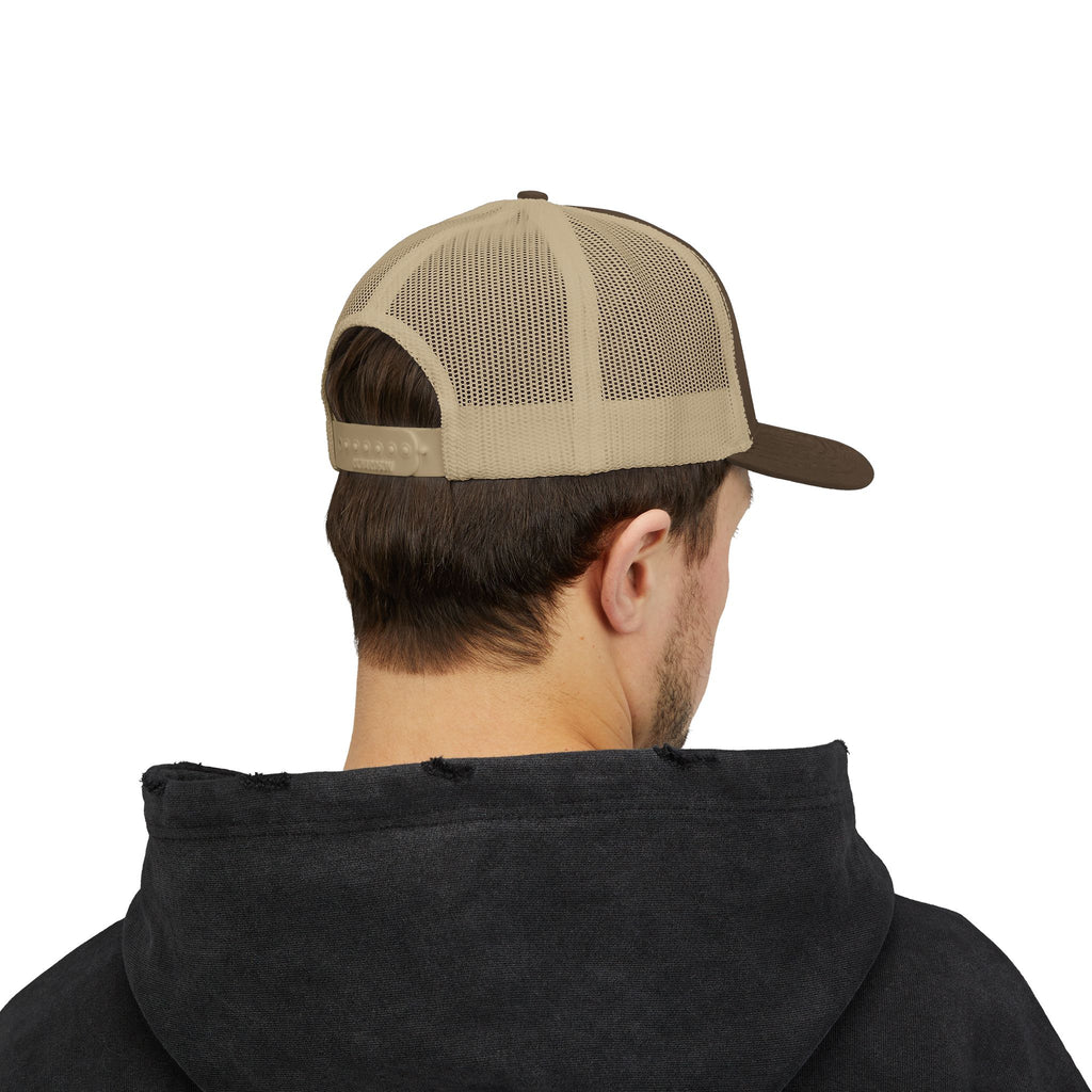 BH Deer Logo Trucker Cap — Embroidered Snapback Hat for Outdoorsmen