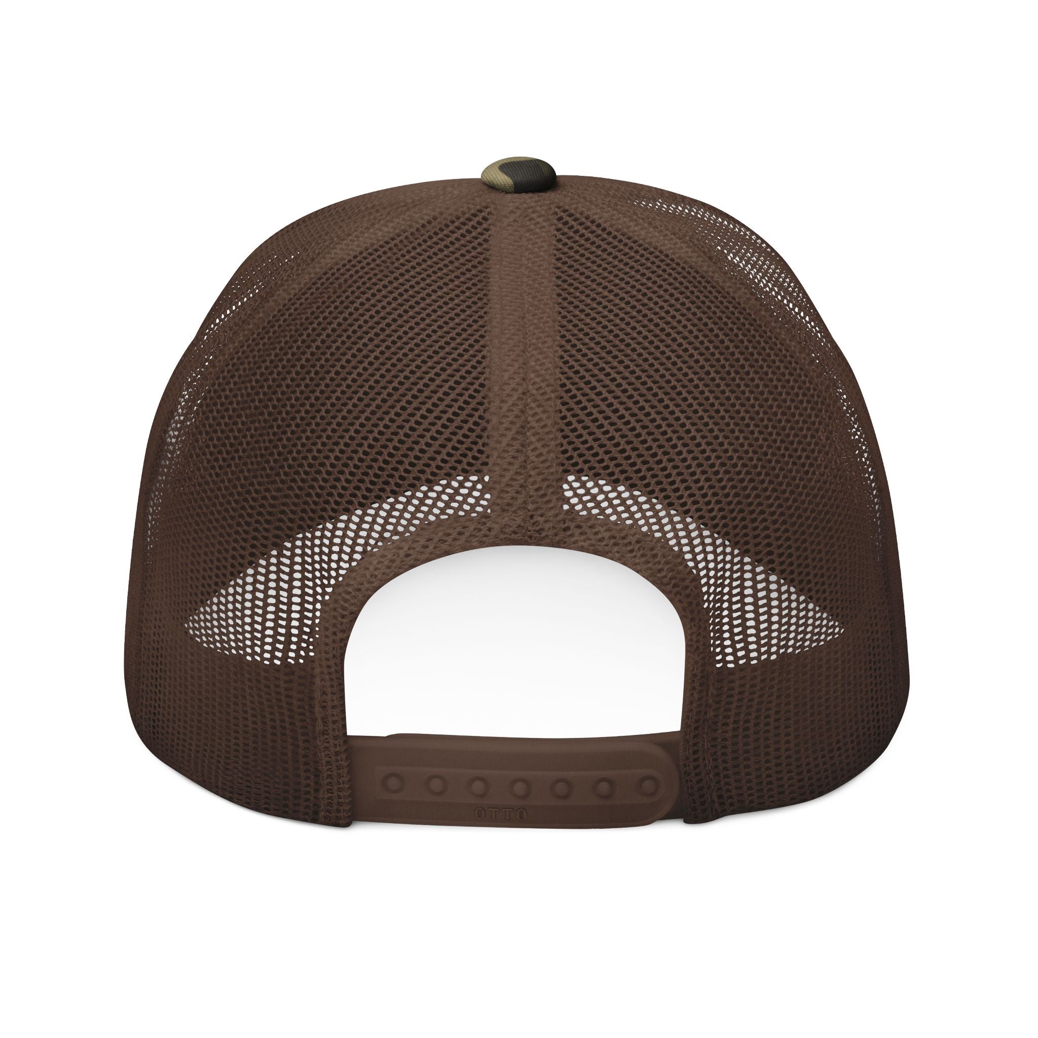 Camo Trucker Hat — Embroidered Buck Deer Logo, Outdoor Hunting Cap