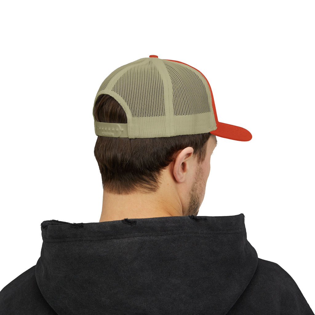 BH Deer Logo Trucker Cap — Embroidered Snapback Hat for Outdoorsmen