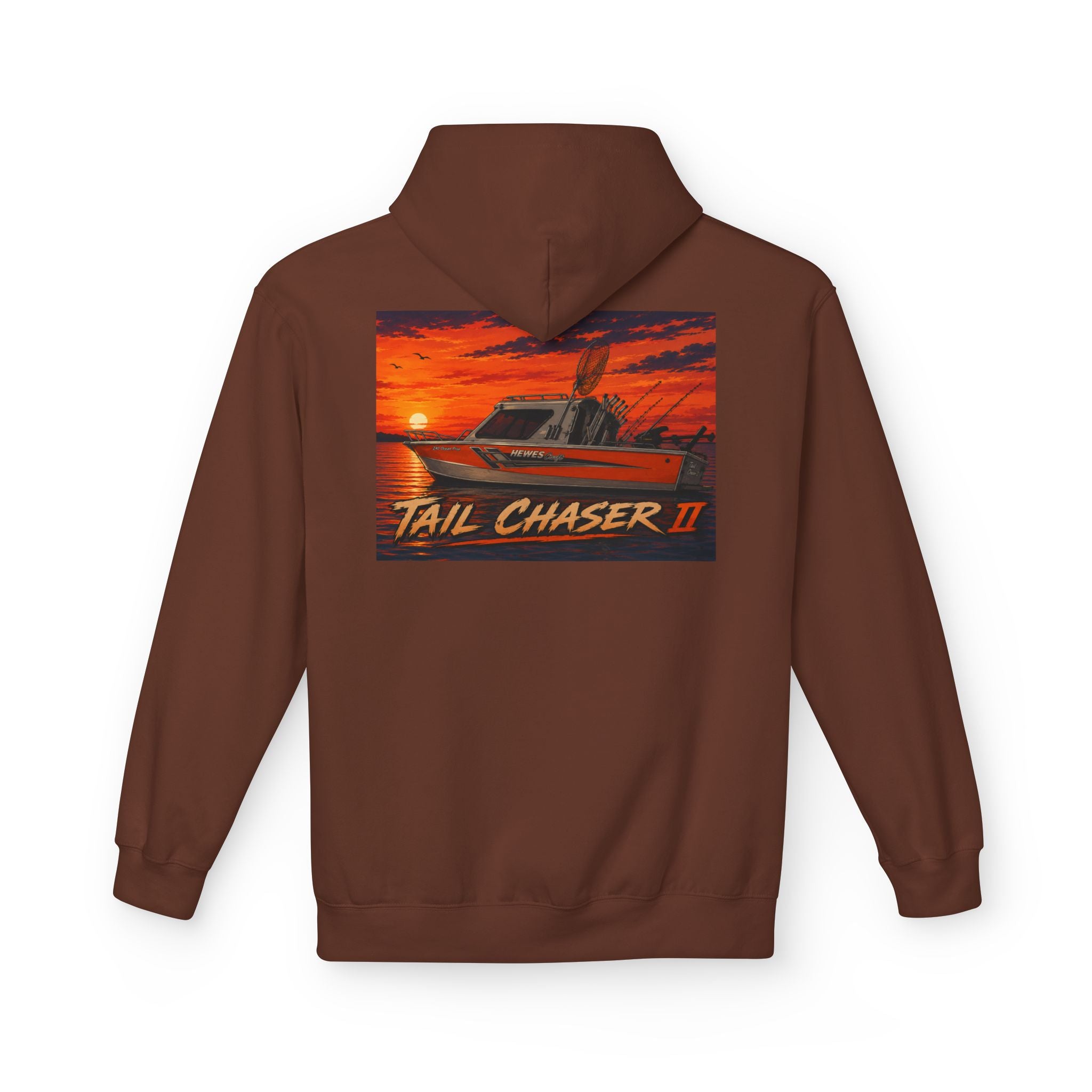 Boat Hoodie — "Tail Chaser II" Sunset Bounty Hunter Graphic