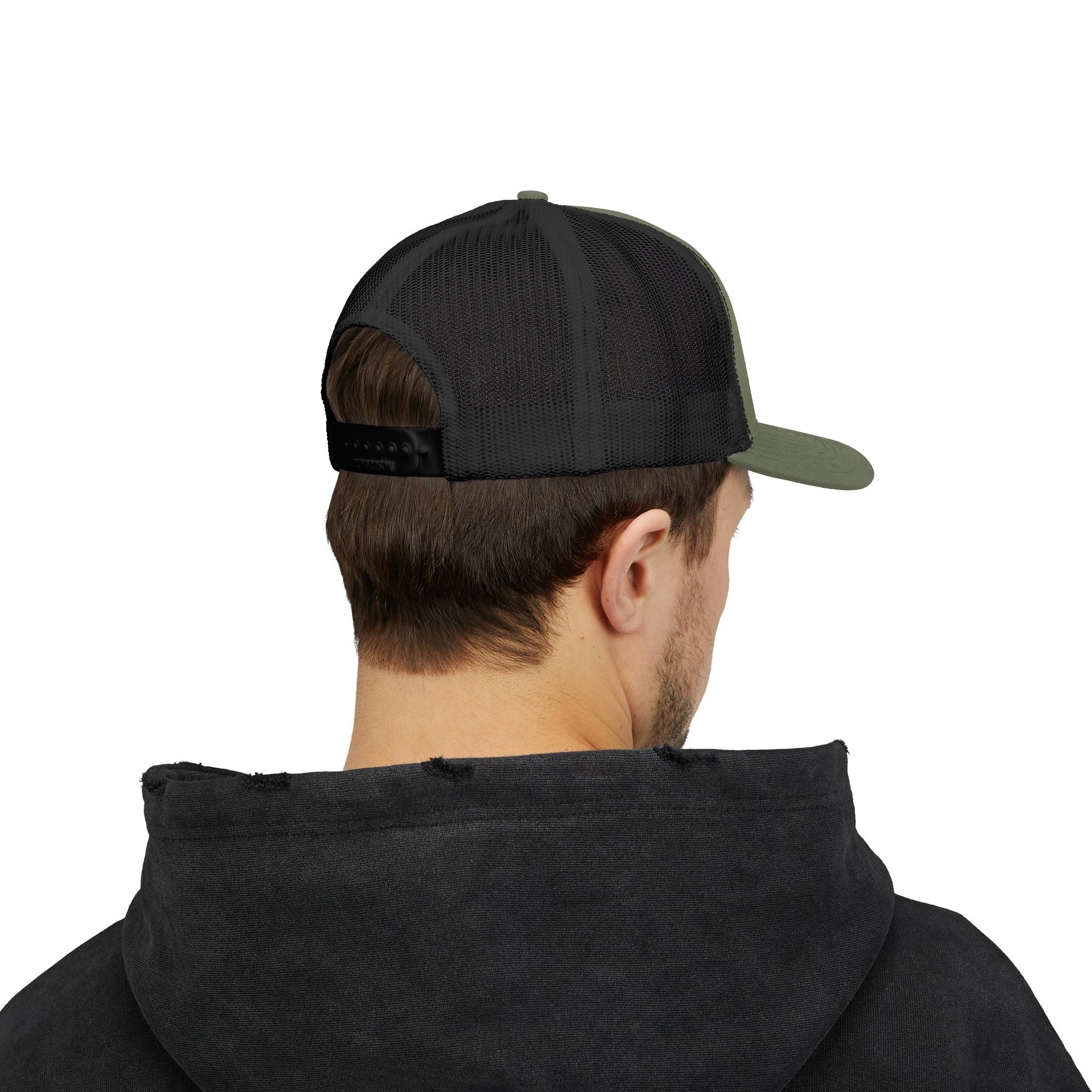 BH Deer Logo Trucker Cap — Embroidered Snapback Hat for Outdoorsmen