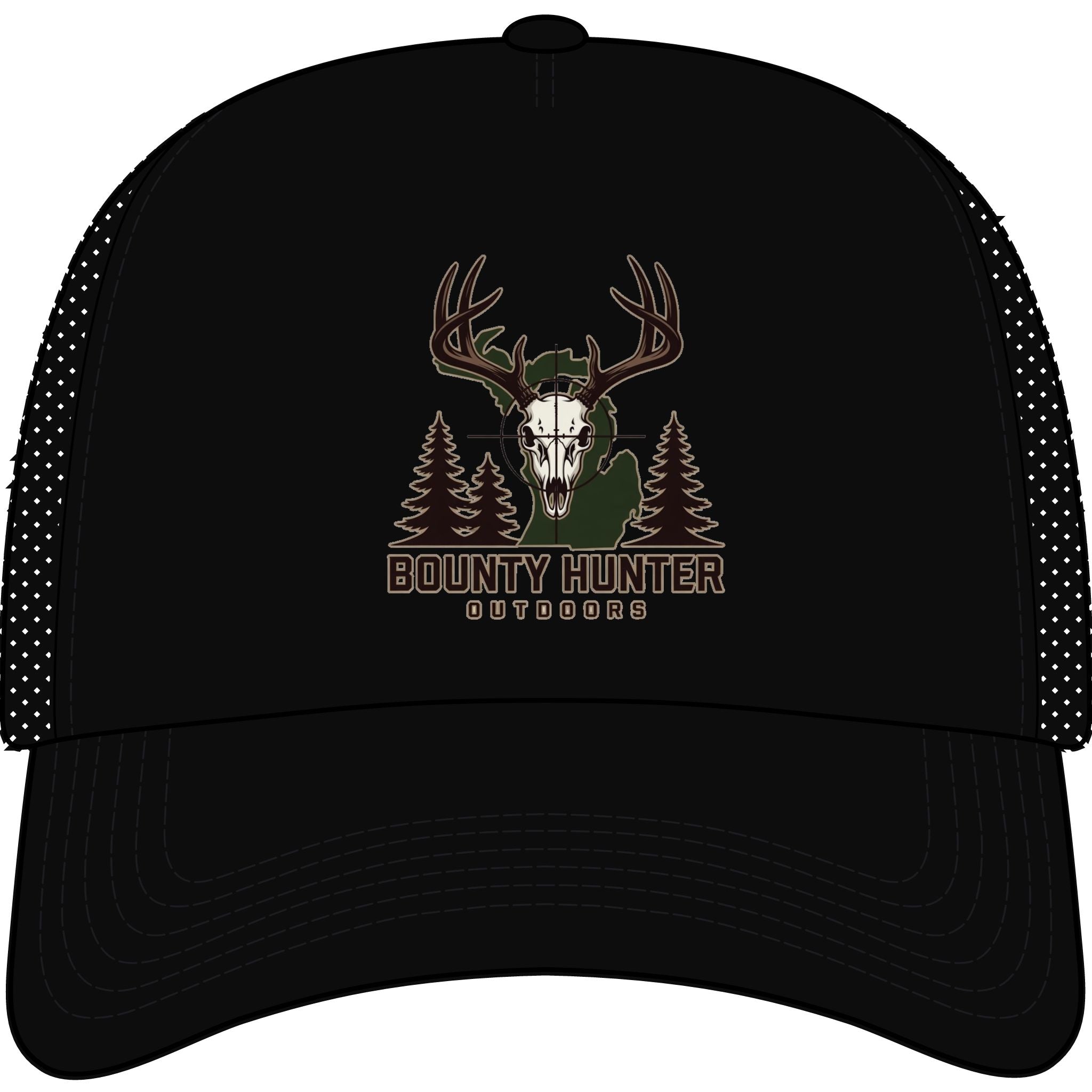 Trucker Cap - "Bounty Hunter Outdoors" Deer Skull Hunting Hat, Camo Antler Logo