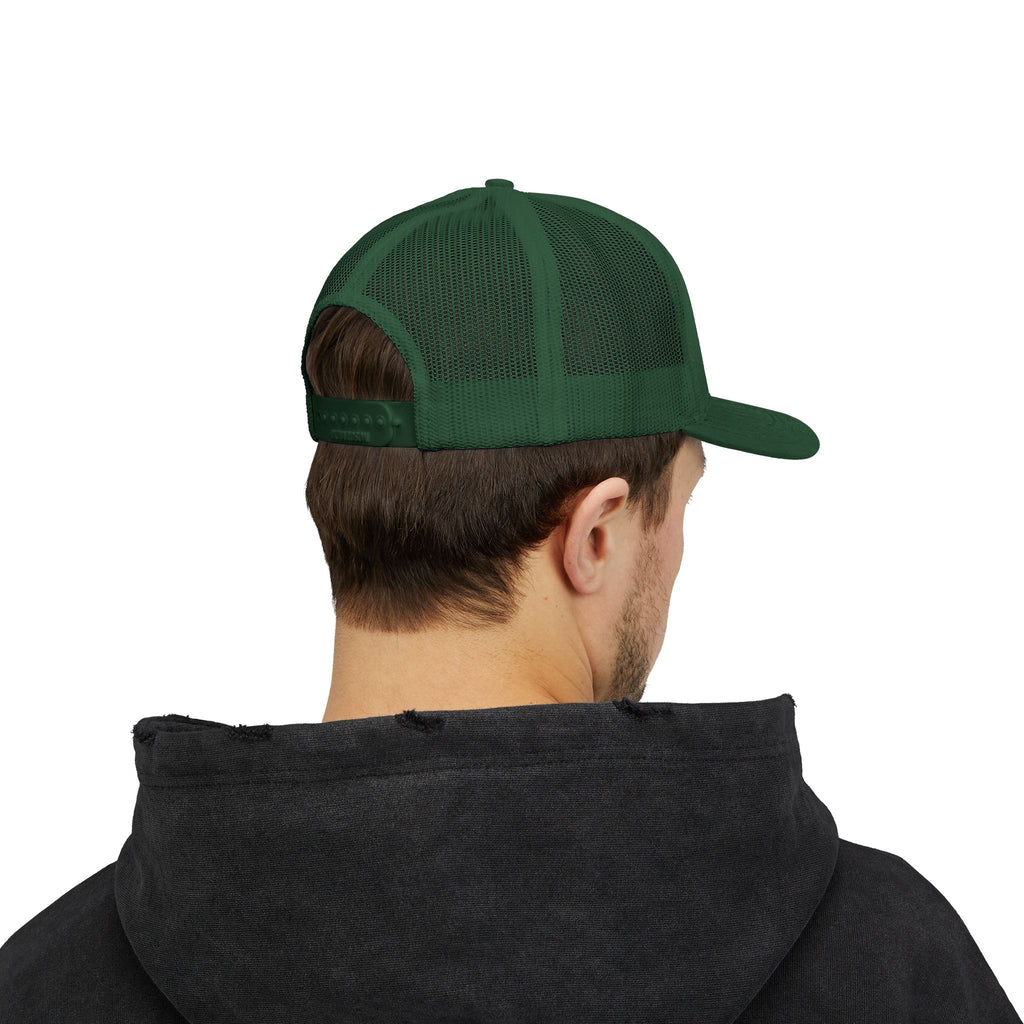 BH Deer Logo Trucker Cap — Embroidered Snapback Hat for Outdoorsmen