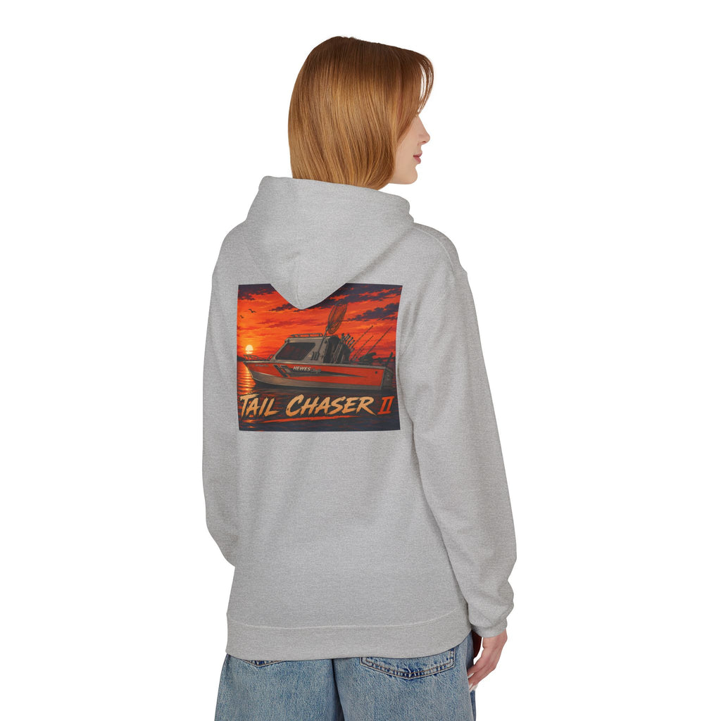 Boat Hoodie — "Tail Chaser II" Sunset Bounty Hunter Graphic