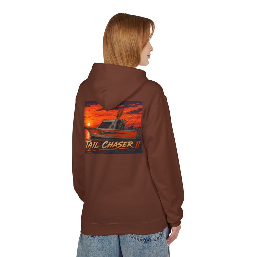 Boat Hoodie — "Tail Chaser II" Sunset Bounty Hunter Graphic