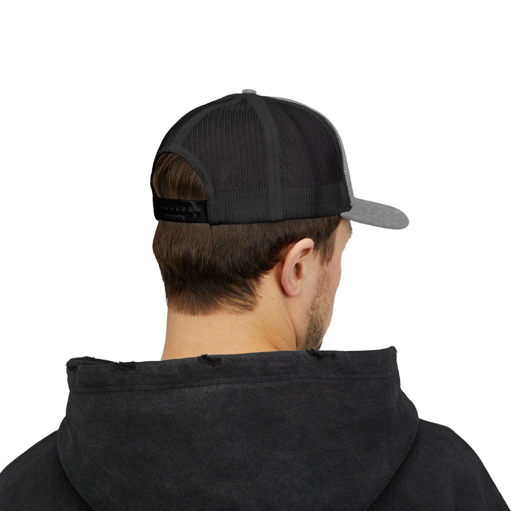 BH Deer Logo Trucker Cap — Embroidered Snapback Hat for Outdoorsmen
