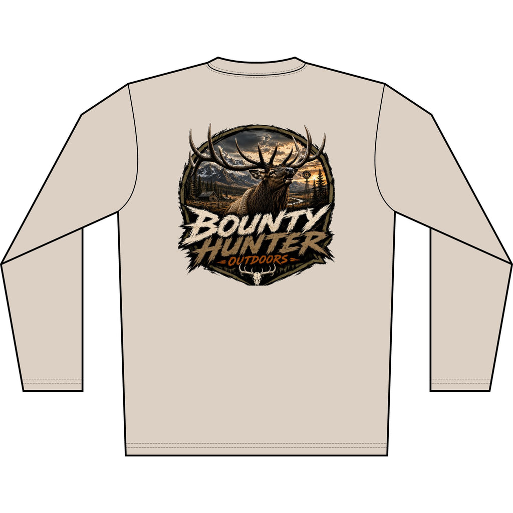 Bounty Hunter Outdoors Men's Long Sleeve Shirt – Deer Hunting Sunset Graphic