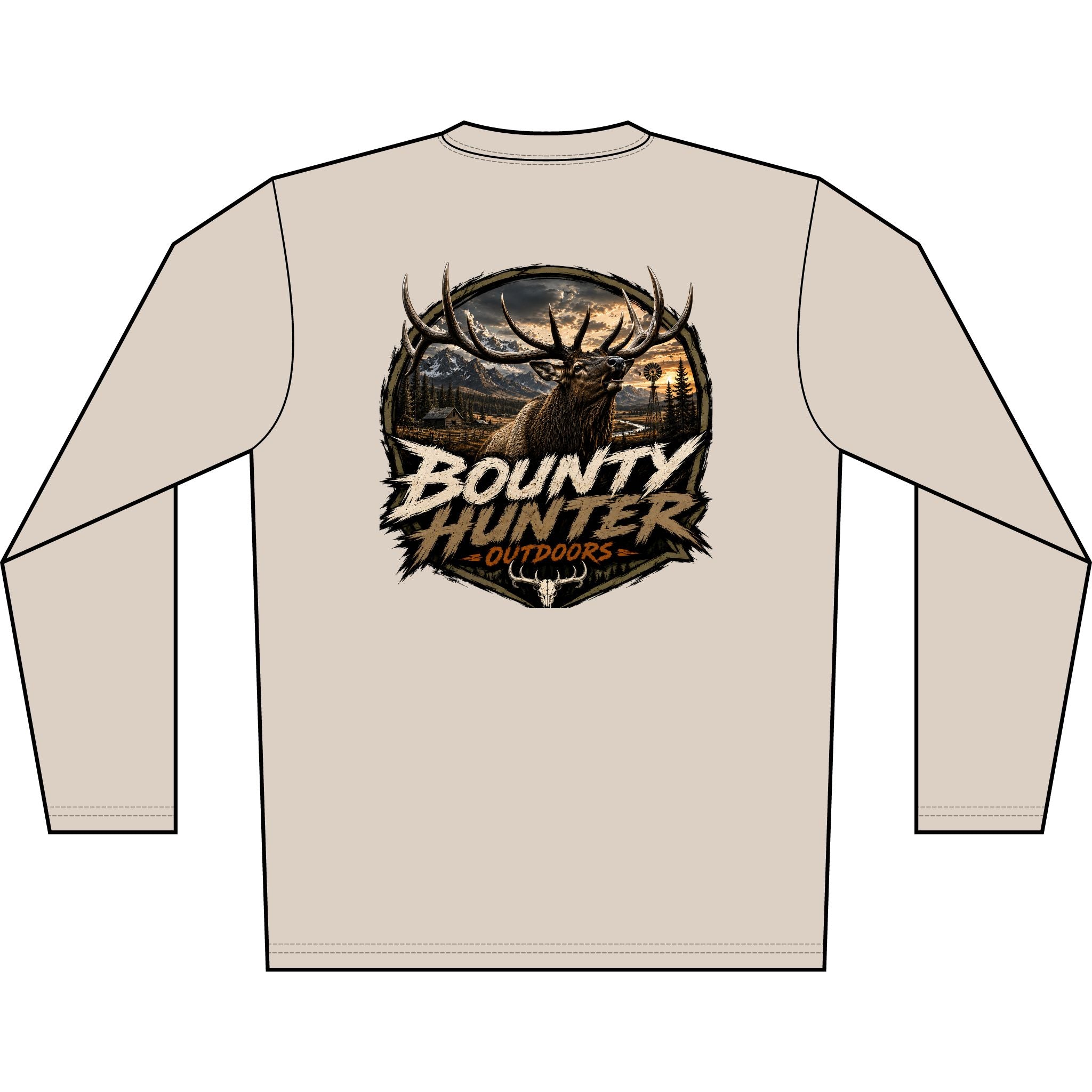 Bounty Hunter Outdoors Men's Long Sleeve Shirt – Deer Hunting Sunset Graphic