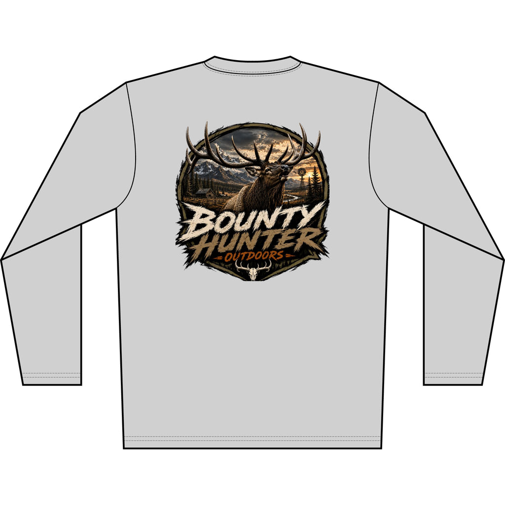 Bounty Hunter Outdoors Men's Long Sleeve Shirt – Deer Hunting Sunset Graphic