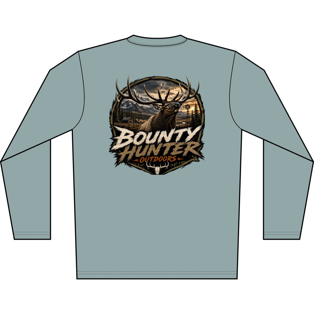 Bounty Hunter Outdoors Men's Long Sleeve Shirt – Deer Hunting Sunset Graphic