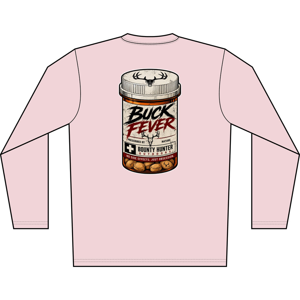 Buck Fever Long Sleeve Shirt — Hunting Medicine Bottle Graphic