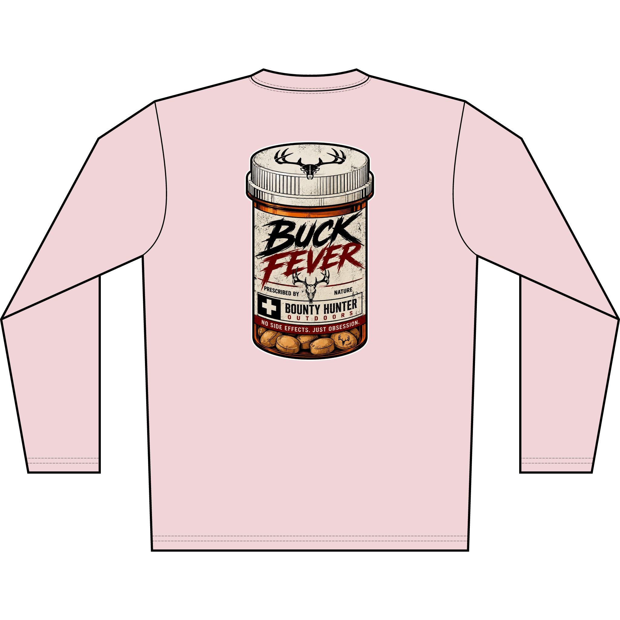 Buck Fever Long Sleeve Shirt — Hunting Medicine Bottle Graphic