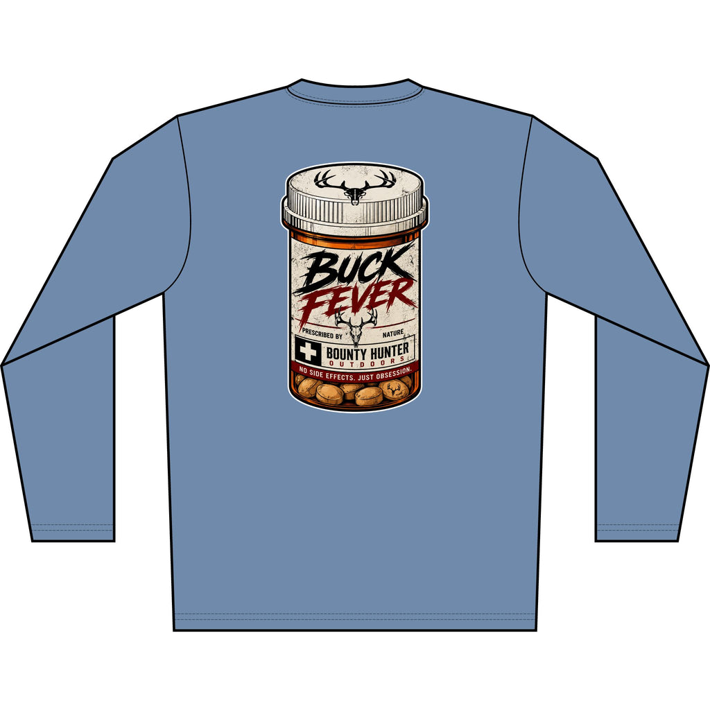 Buck Fever Long Sleeve Shirt — Hunting Medicine Bottle Graphic