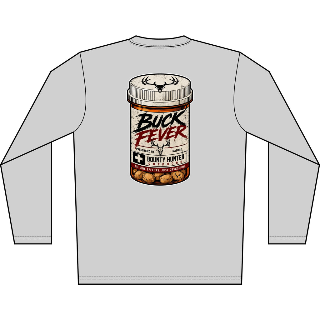 Buck Fever Long Sleeve Shirt — Hunting Medicine Bottle Graphic