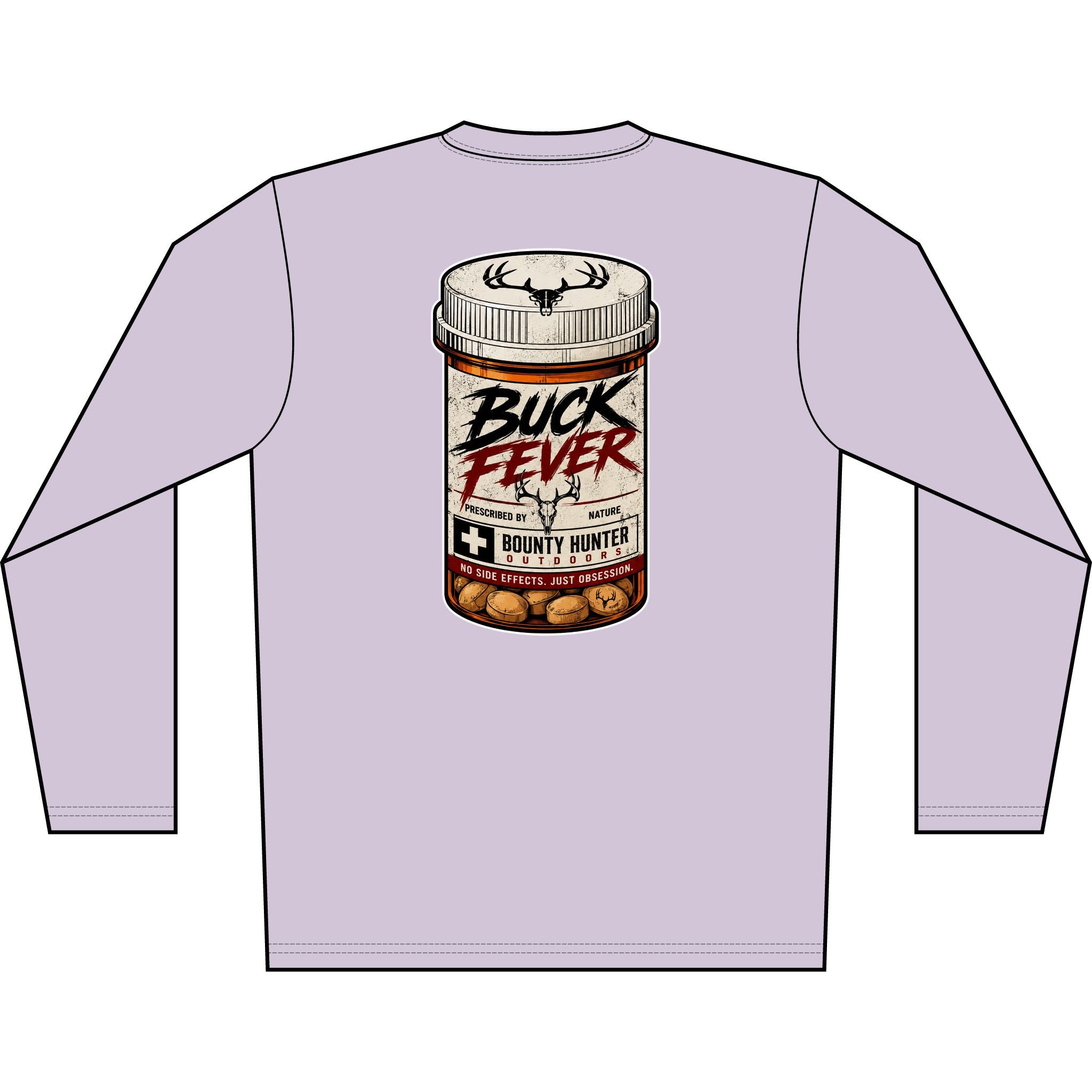 Buck Fever Long Sleeve Shirt — Hunting Medicine Bottle Graphic
