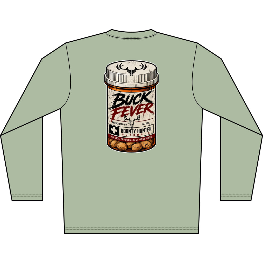 Buck Fever Long Sleeve Shirt — Hunting Medicine Bottle Graphic