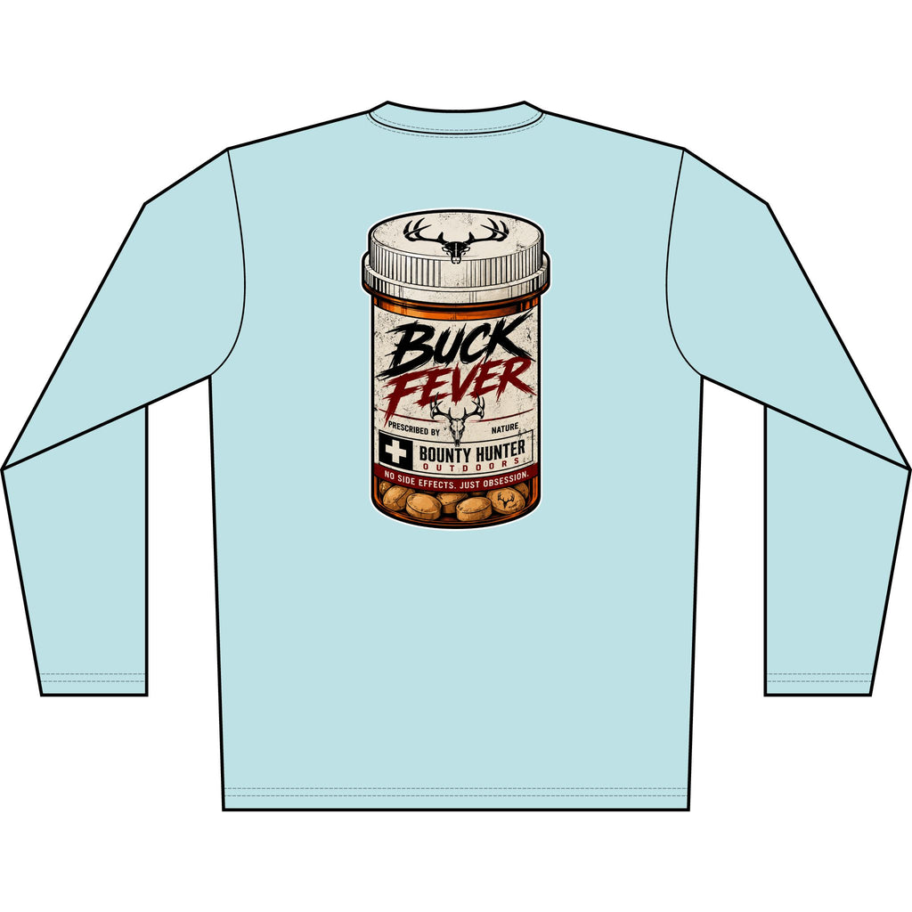 Buck Fever Long Sleeve Shirt — Hunting Medicine Bottle Graphic