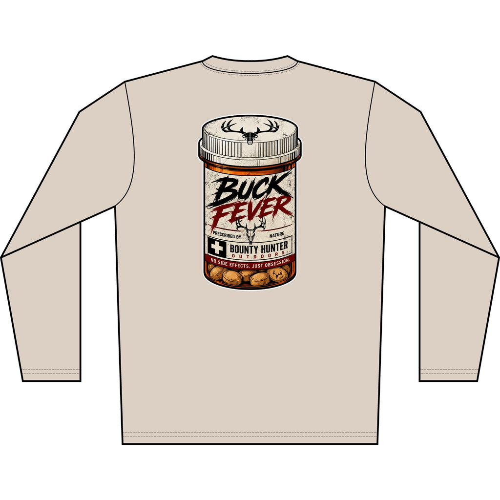 Buck Fever Long Sleeve Shirt — Hunting Medicine Bottle Graphic