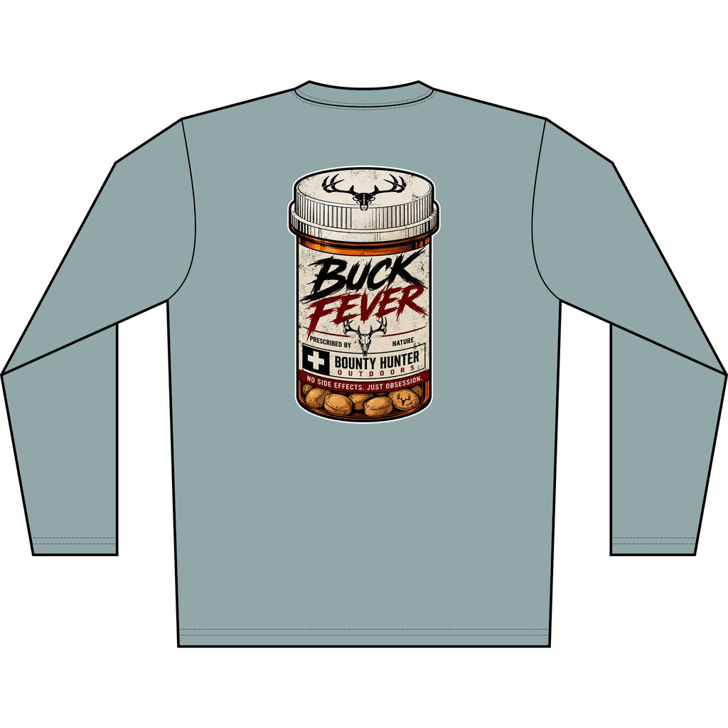 Buck Fever Long Sleeve Shirt — Hunting Medicine Bottle Graphic