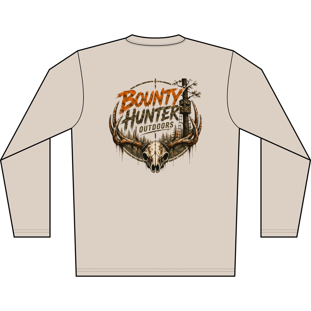 Bounty Hunter Outdoors Long Sleeve Shirt — Hunting Skull & Antlers Graphic