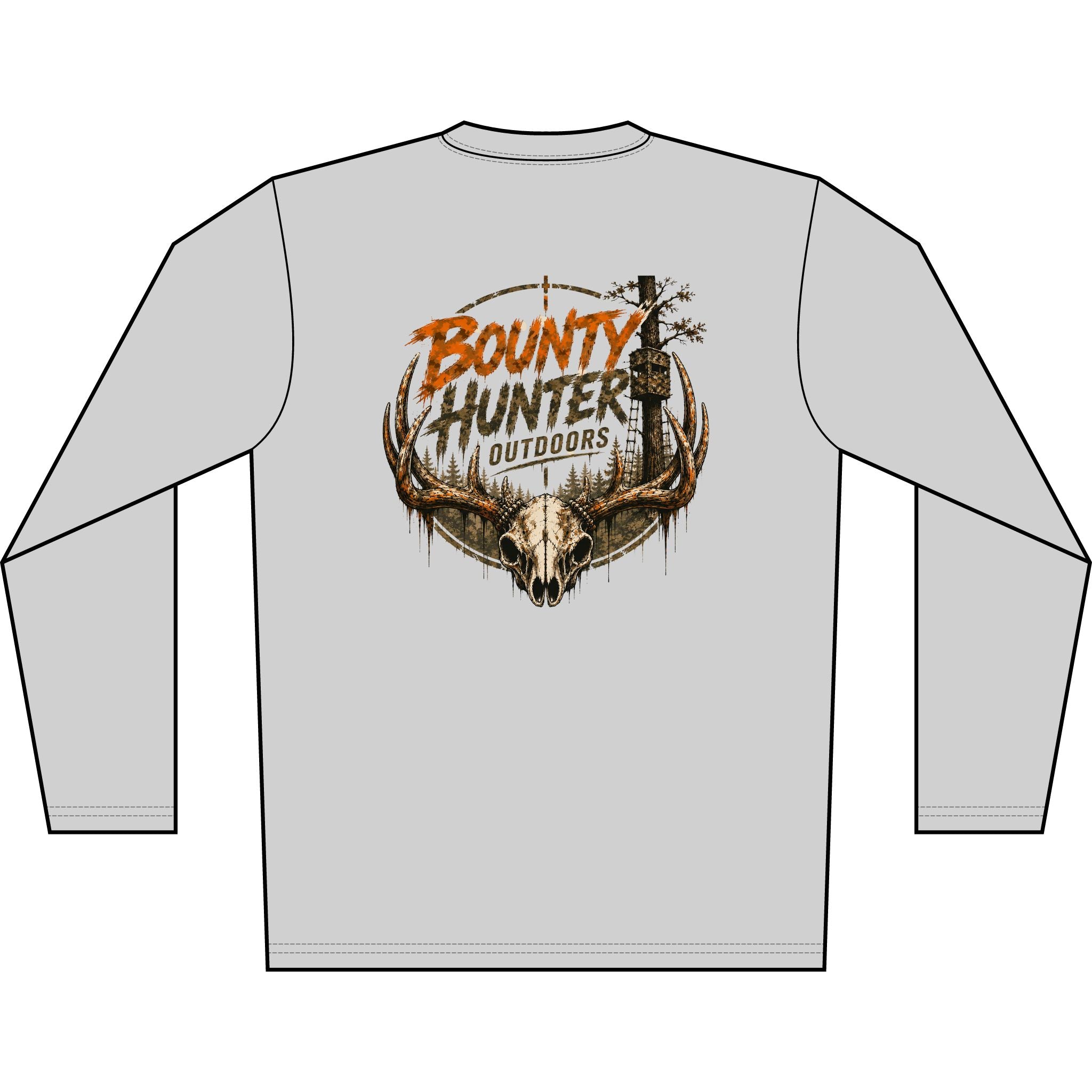 Bounty Hunter Outdoors Long Sleeve Shirt — Hunting Skull & Antlers Graphic