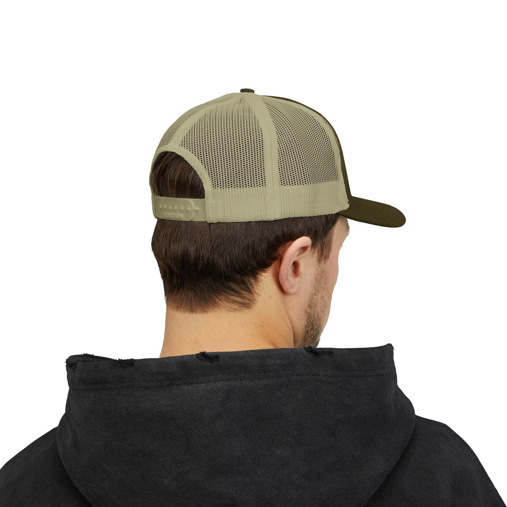 BH Deer Logo Trucker Cap — Embroidered Snapback Hat for Outdoorsmen